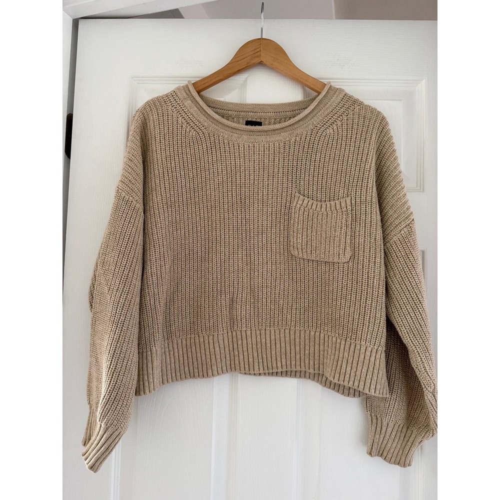 GAP Womens Rolled Neck Long Sleeve Knit Sweater Pocket Detail Coastal Cottage